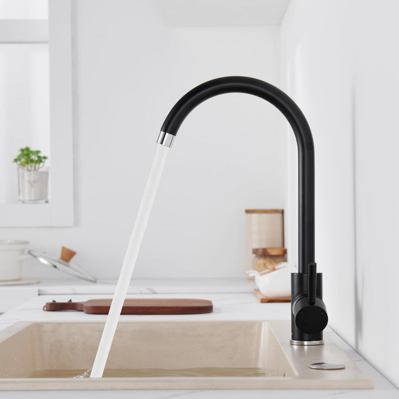 Ulytid Niederdruck Armatur Küche, Edelstahl Wasserhahn Küche, Spültischarmatur Küchenarmatur mit 360