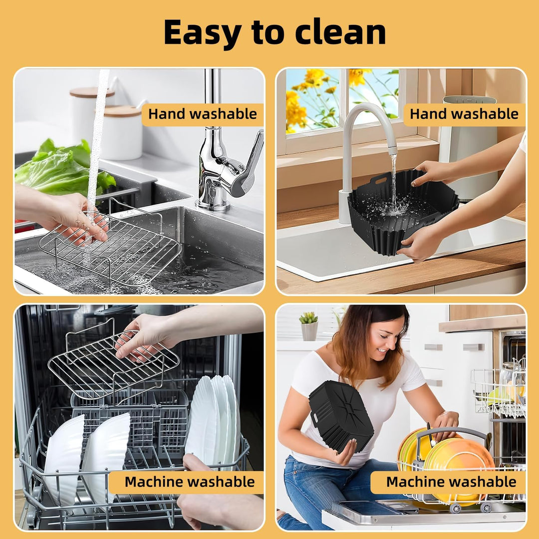 Ninja AF400EU Silikonform & Grillrost | HONYAO 8 Stück Airfryer Silikonform & Grillrost für Ninja AF