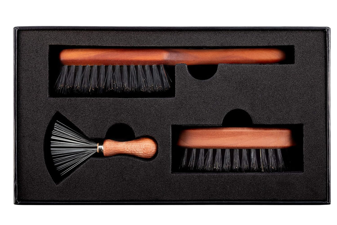 ZilberHaar Bartbürsten-Pflegeset für Männer - 1 Bartbürste + 1 Taschenbürste + 1 Bürsten Reinigungsw
