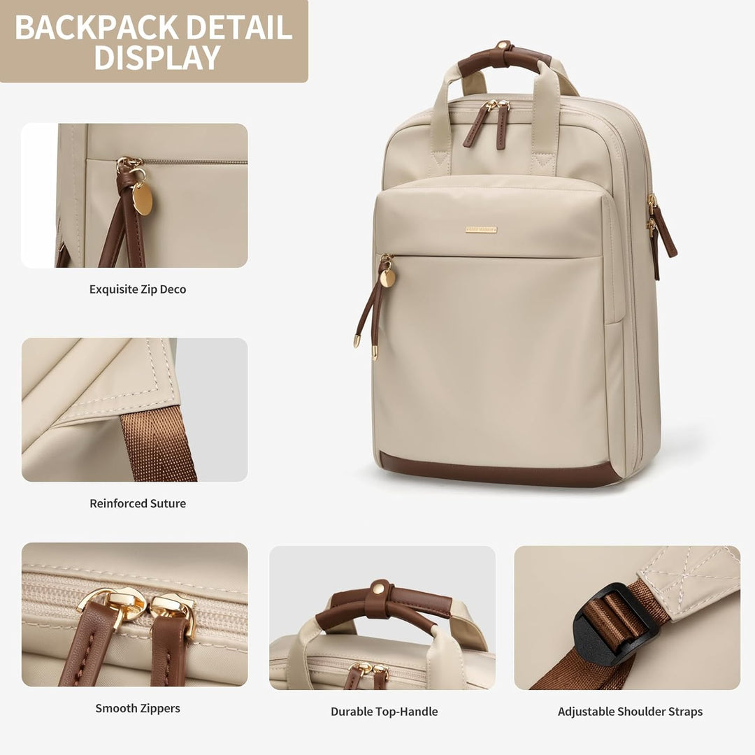 Rucksack Damen 15,6 Zoll, Elegant Schultertasche Gross Casual Daypack Klein Laptop Backapck mit Lapt