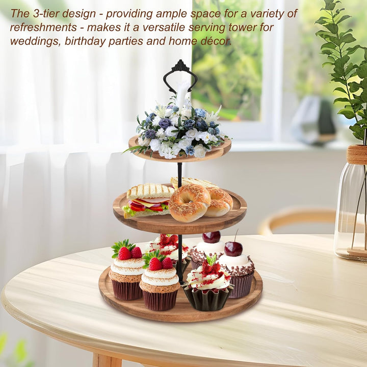 3 Tier Akazie hölzernen Kuchen Stand, kann als 3 Tier, 2 Tier & Single Tier Stand wie Sie benötigen,