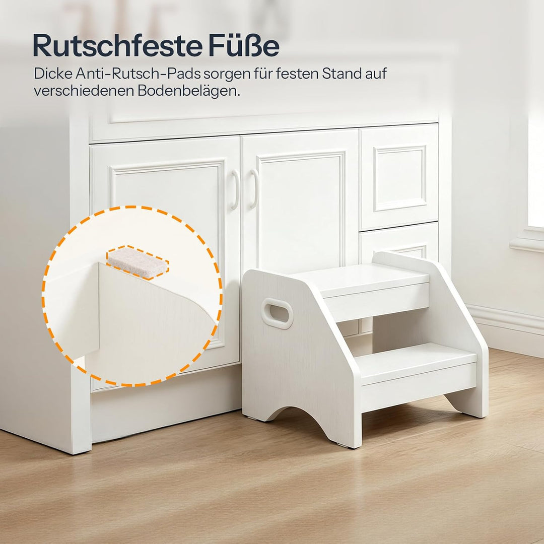 HOOBRO Tritthocker Kinder, 2-stufiger Kinderhocker mit Griffen und Anti-Rutsch-Pads, Kinderschemel f