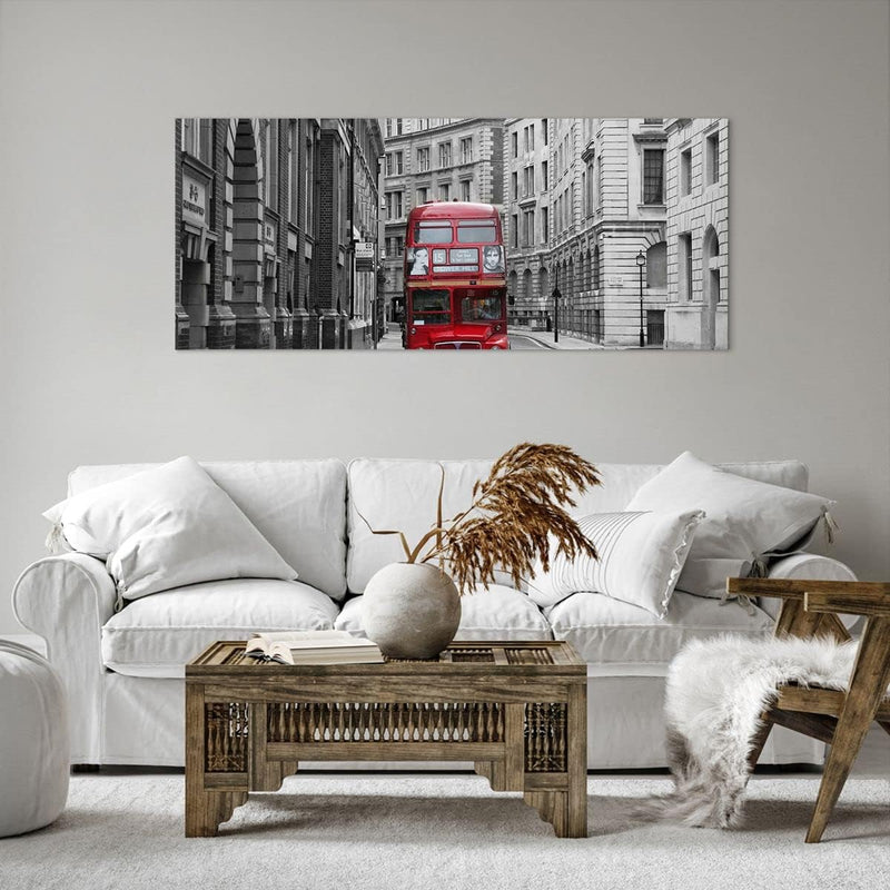 Wandbilder Dekoration Wohnzimmer Bus england urlaub london Panorama Bilder auf Leinwand 120x50cm Lei