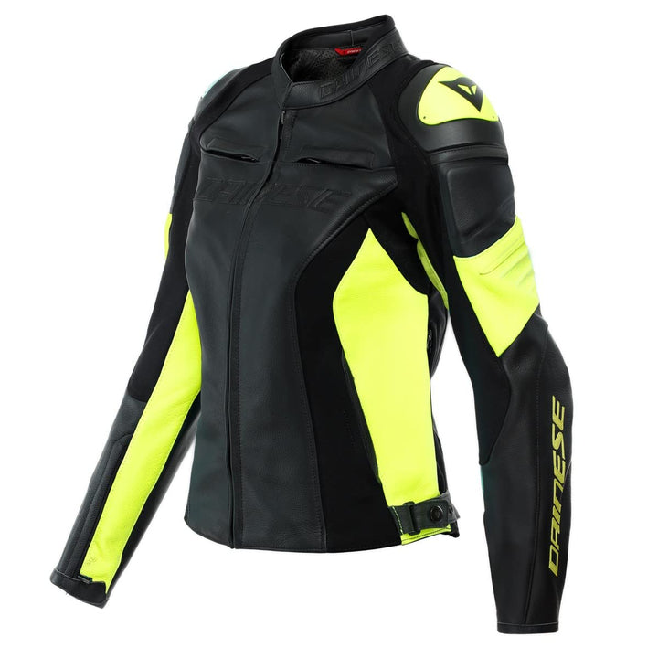 Dainese Racing 4 Damen Motorrad Lederjacke Schwarz/Gelb 48 48 Schwarz Fluo-Gelb, 48 Schwarz Fluo-Gel