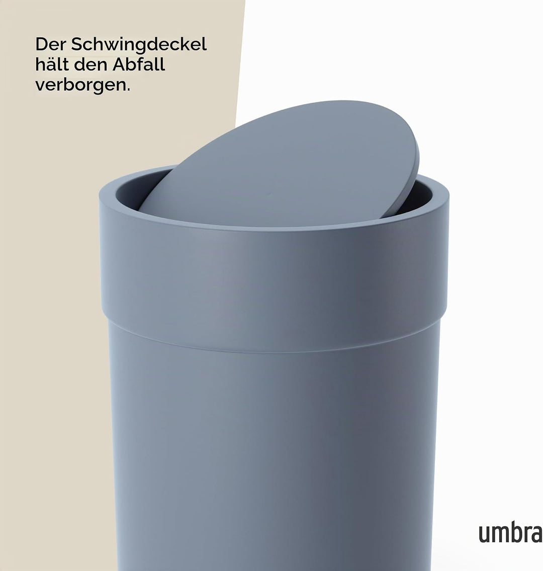 Umbra Touch Abfalleimer mit 6 L Fassungsvermögen und Schwingdeckel – Kosmetikeimer und Papierkorb fü