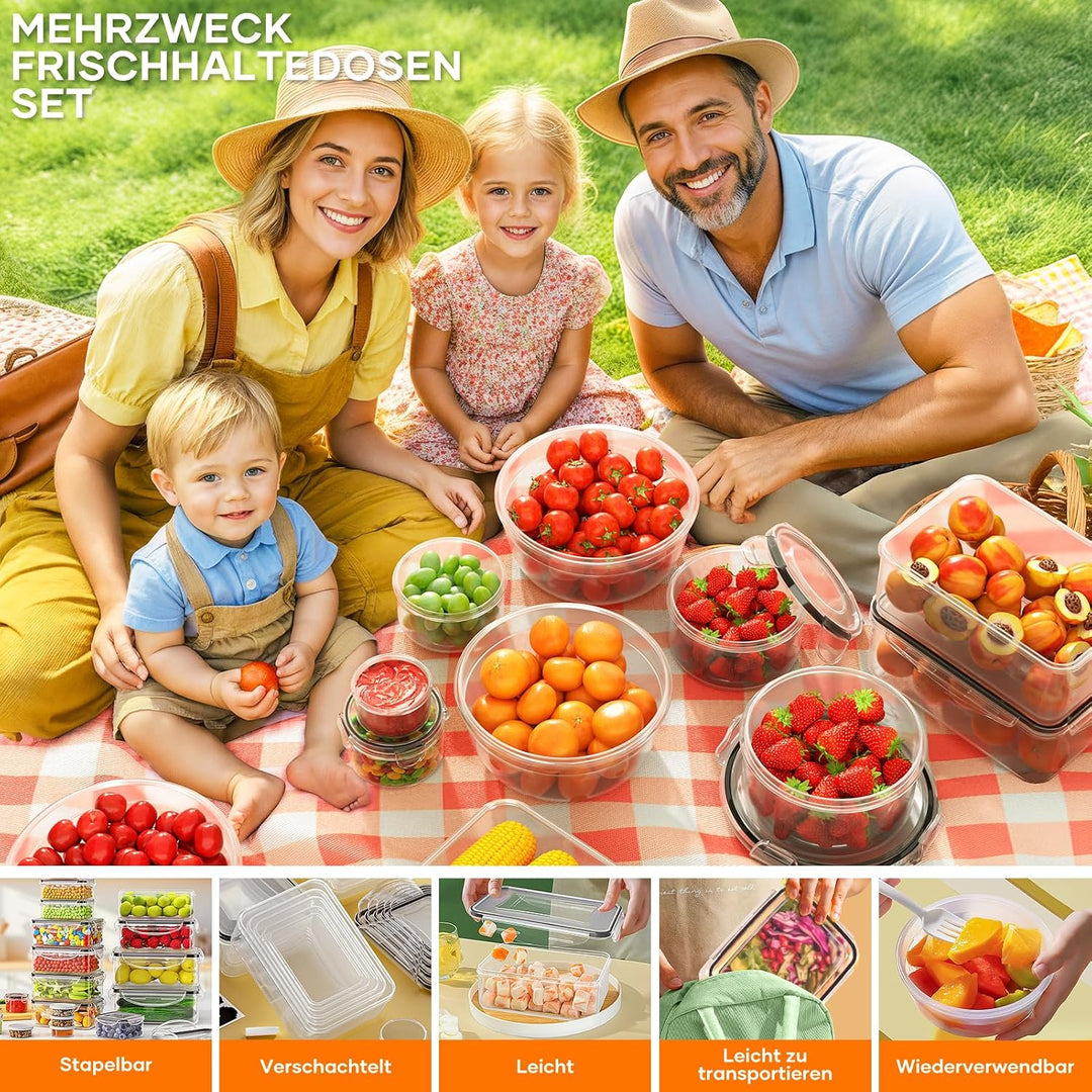 Wwtop 52er Frischhaltedosen mit Deckel, Vorratsdosen Set (26 Behälter + 26 Deckel), Meal Prep Boxen,
