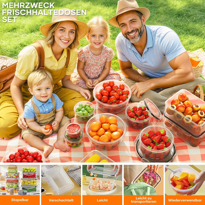 Wwtop 52er Frischhaltedosen mit Deckel, Vorratsdosen Set (26 Behälter + 26 Deckel), Meal Prep Boxen,