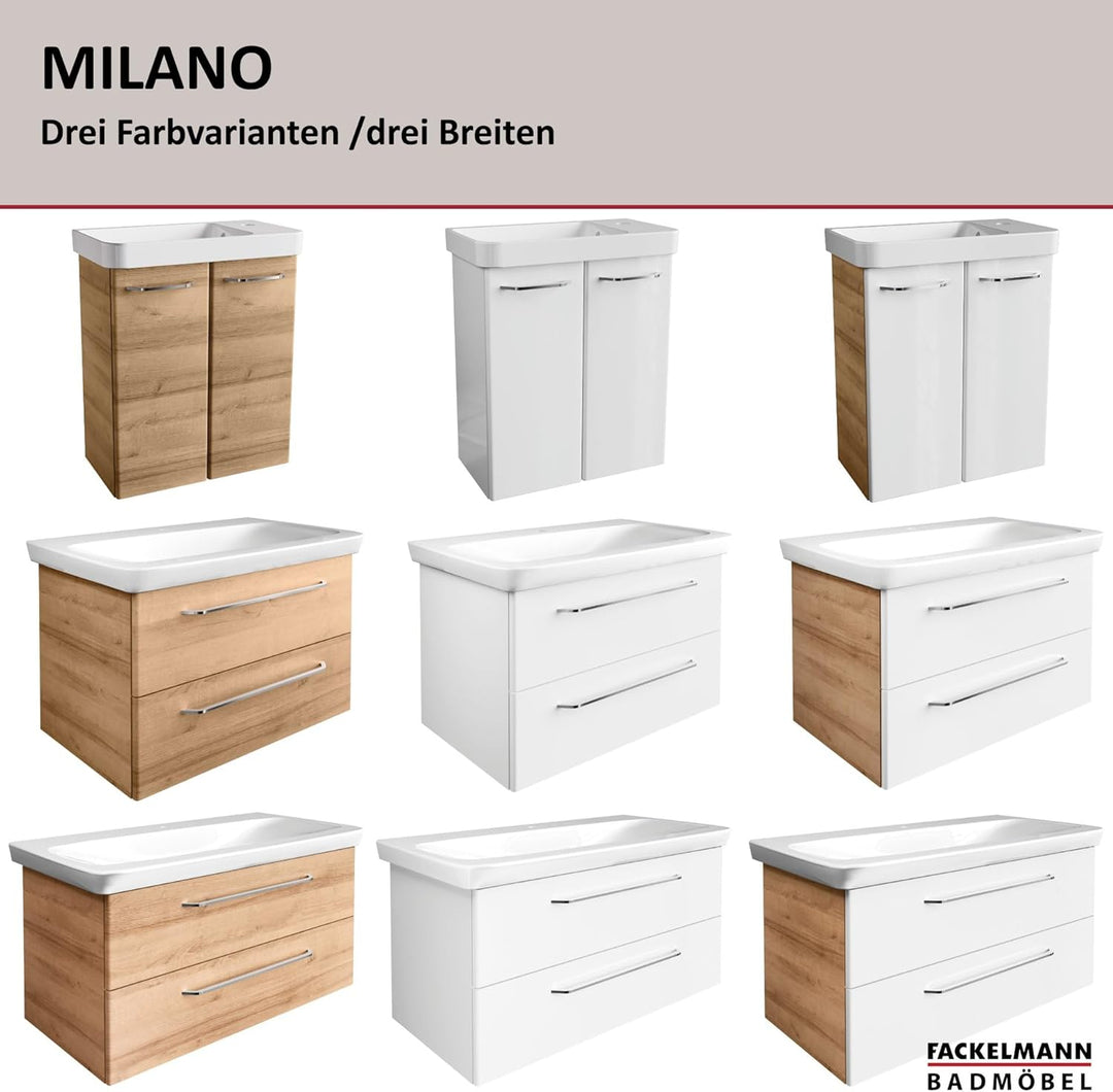 FACKELMANN Milano Waschbeckenunterschrank mit Schubladen – Unterschrank für Waschtisch im Bad (80 cm