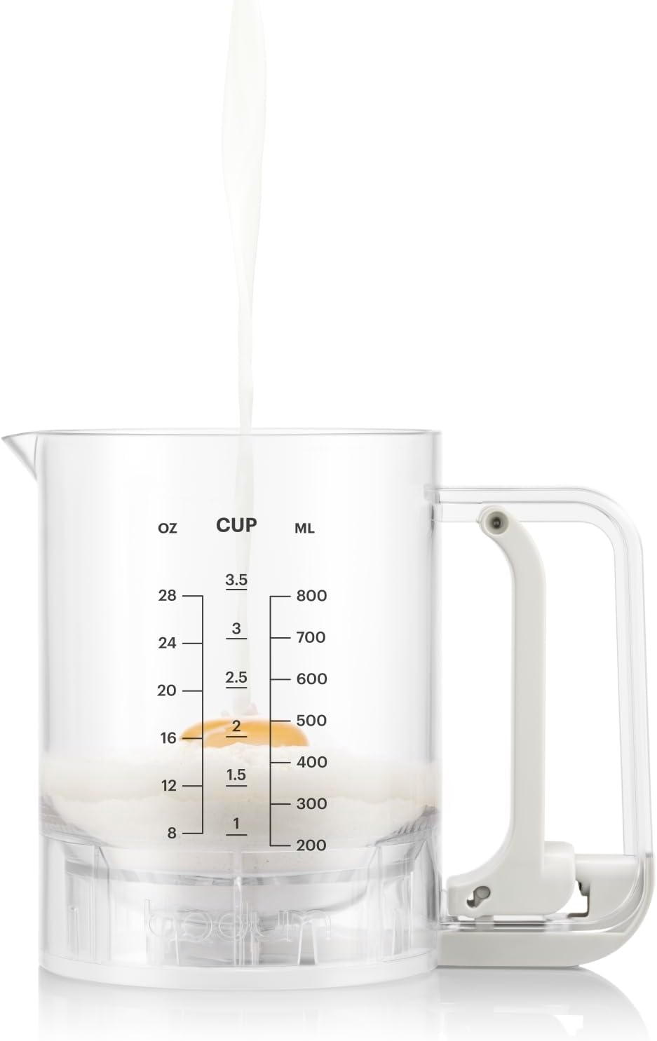 Bodum Pancake Teigmixer & Spender BISTRO Weiss – Integrierte Messfunktion – Einfaches Ausgiessen, Ro