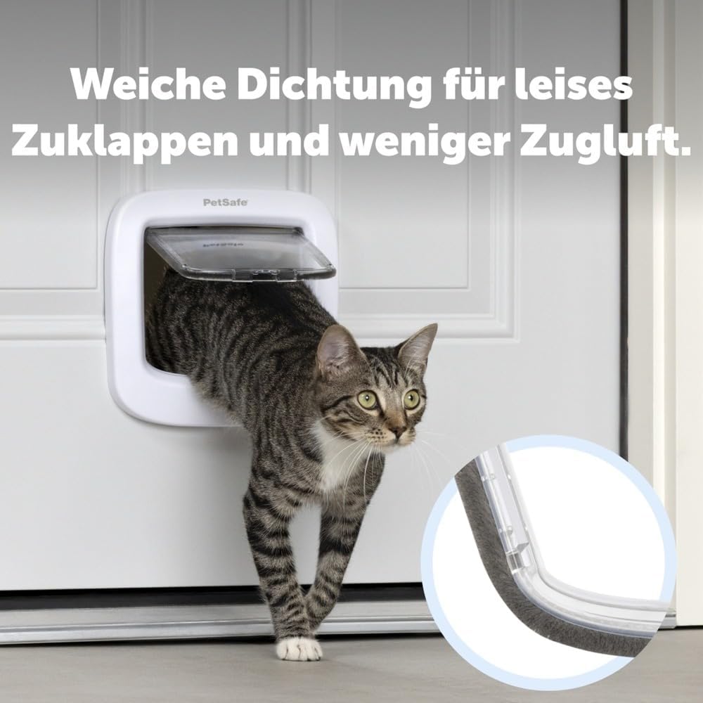 PetSafe Manuelle Katzenklappe, Handverriegelung mit 4 Verschlussoptionen, Mit Wetterdichtung, Katzen