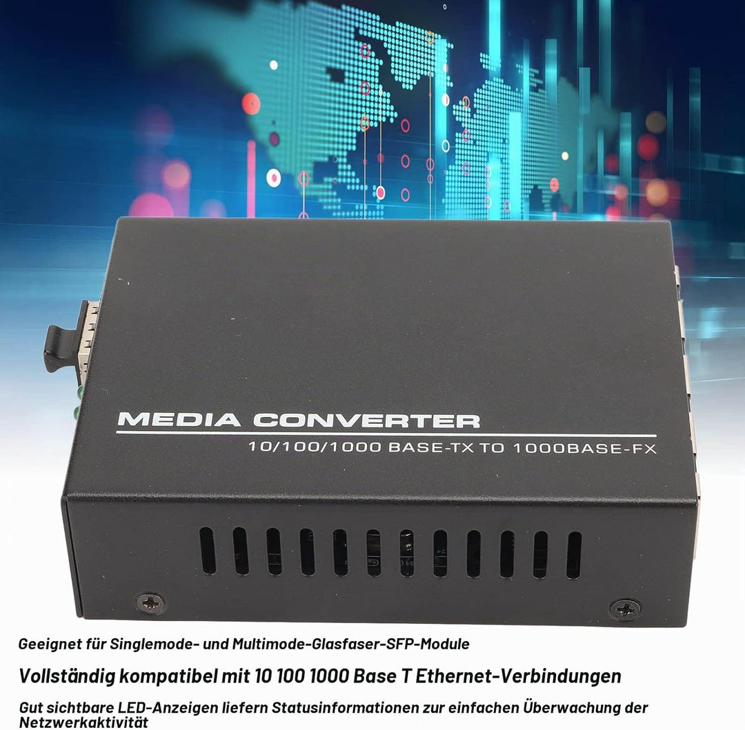 Gigabit-Ethernet-Medienkonverter, SFP-Glasfaser-auf-RJ45-Ethernet-Adapter, 1000Base auf 10/100/1000B