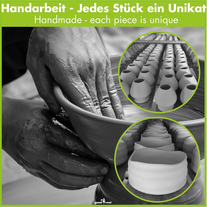 Goodwei Matcha Set mit Matcha Besen, Matcha Schale und Besenhalter aus Keramik | Geschenkset (Kumo),