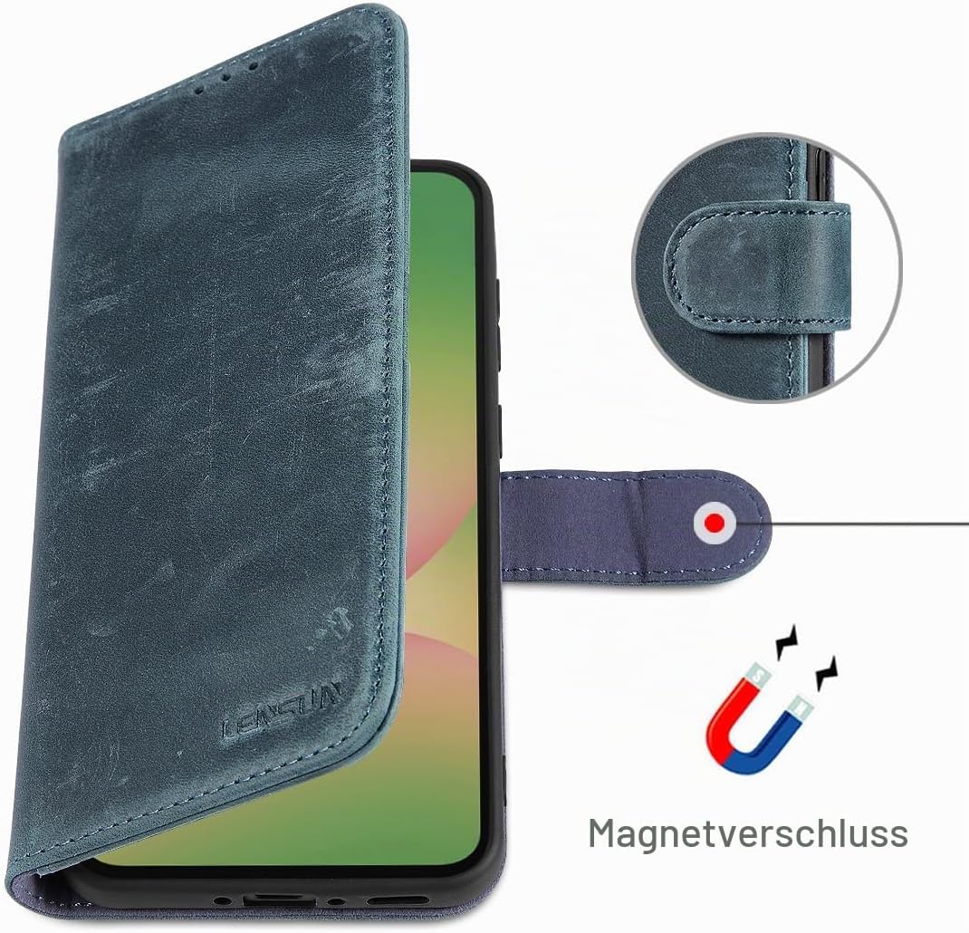 LENSUN Hülle für Samsung Galaxy A56 Echtleder, Lederhülle Handyhülle [Premium Echtes Leder][Magnetve