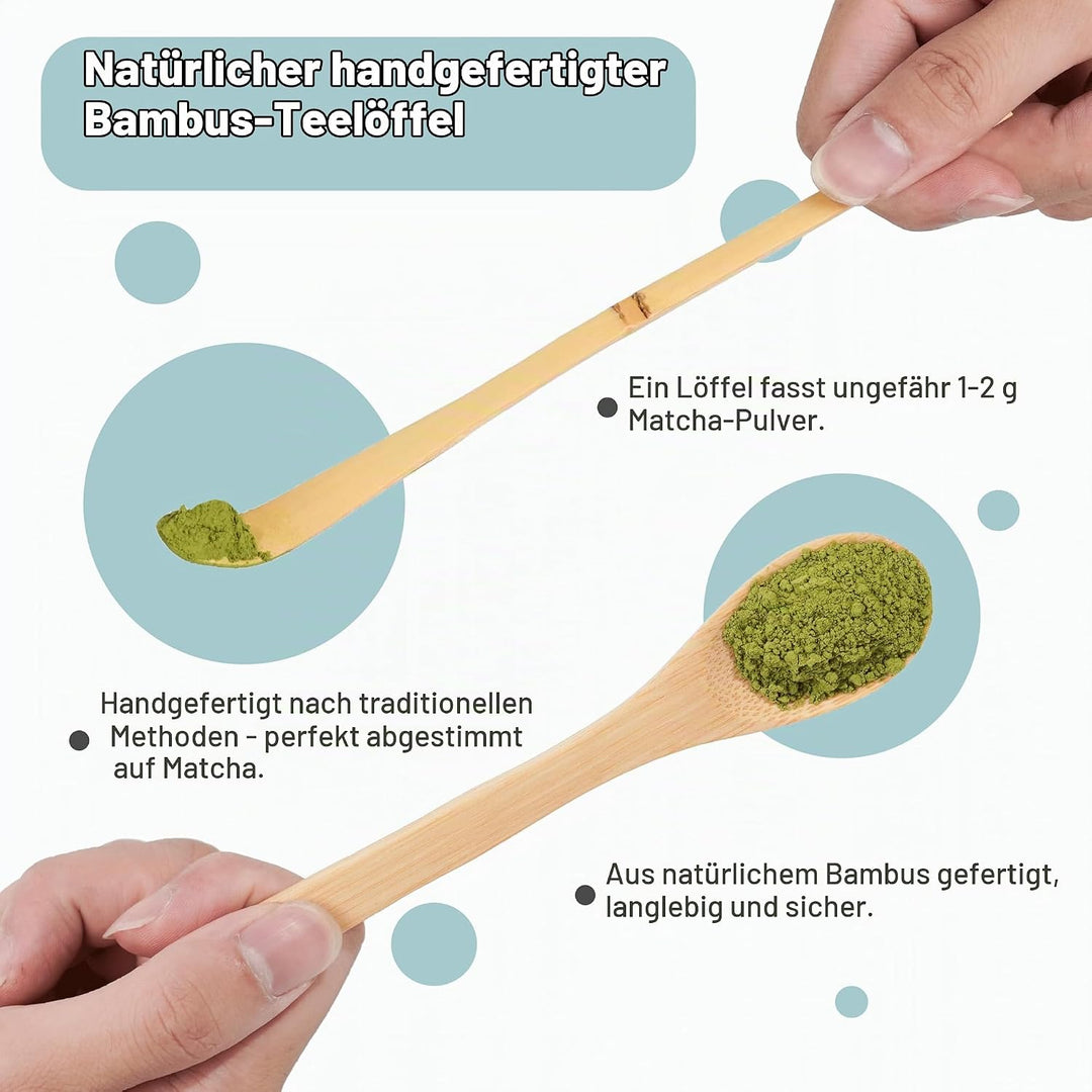 Premium Matcha Set 7-teilig – Exklusives Teezeremonie-Set mit Bambus-Chasen (Besen),Weiss Keramik-Sc