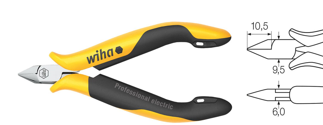 Wiha Seitenschneider Professional ESD schmaler, spitzer Kopf mit kleiner Wate (27443) 115 mm für emp