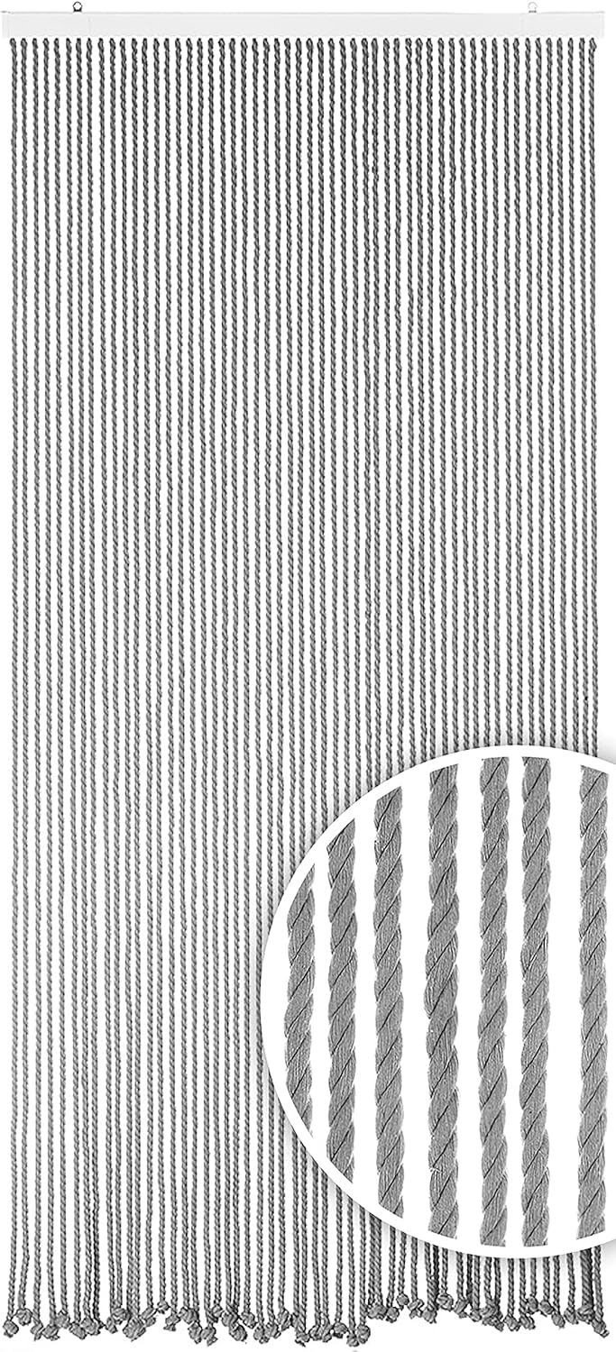 Kobolo Seilvorhang Türvorhang Grey 54 Stränge - Dekovorhang - rechteckig - Wohnzimmer
