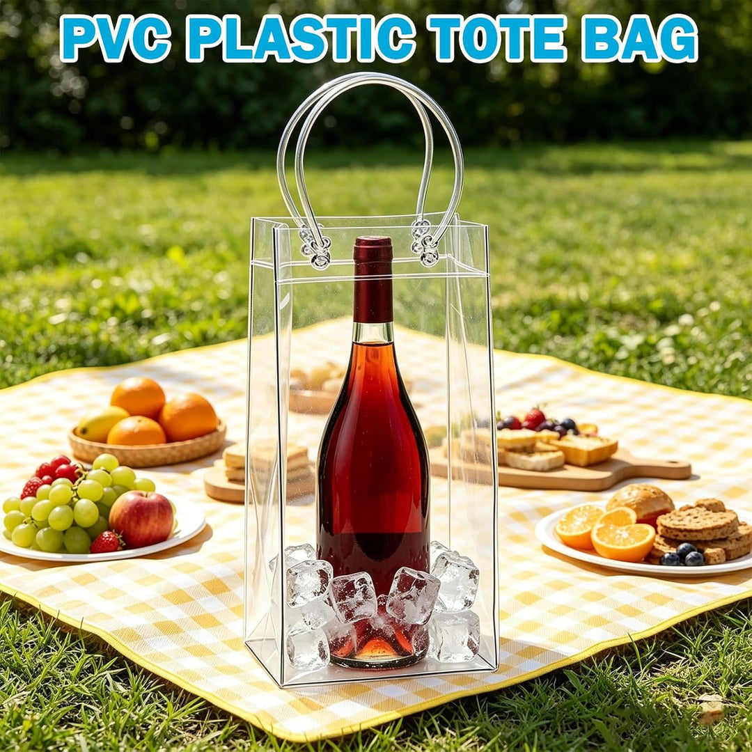 15 Stück Flaschenkühler Ice Bag: 10*25*10cm Transparent Sektkühler, PVC Eisbeutel Flaschenkühler, ,