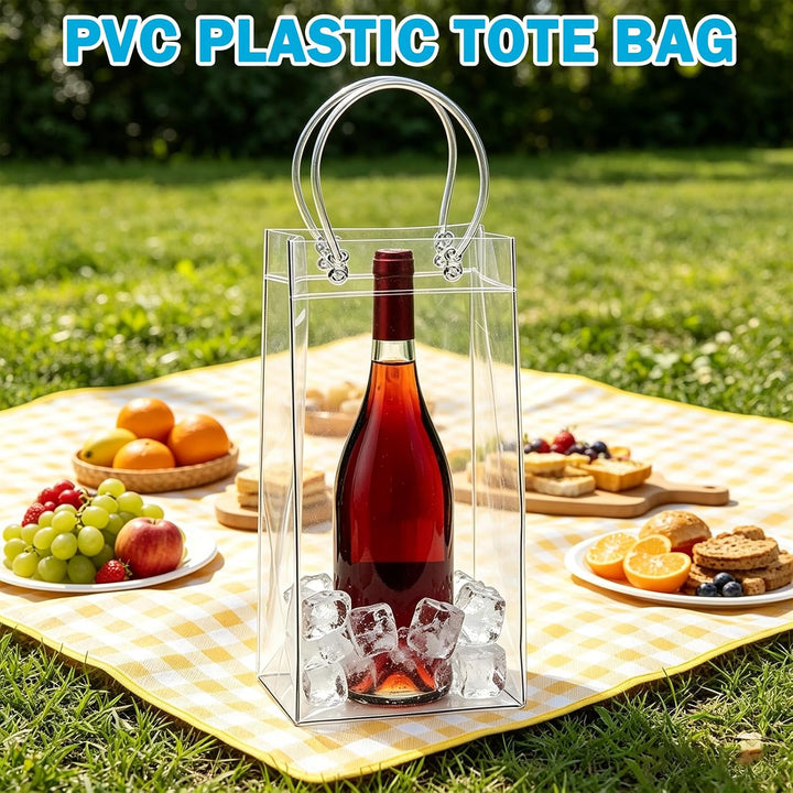 15 Stück Flaschenkühler Ice Bag: 10*25*10cm Transparent Sektkühler, PVC Eisbeutel Flaschenkühler, ,