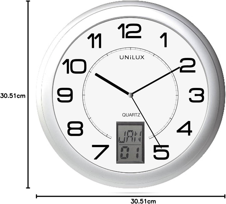 Unilux Funk-Wanduhr Instinct, 31cm, mit Datum