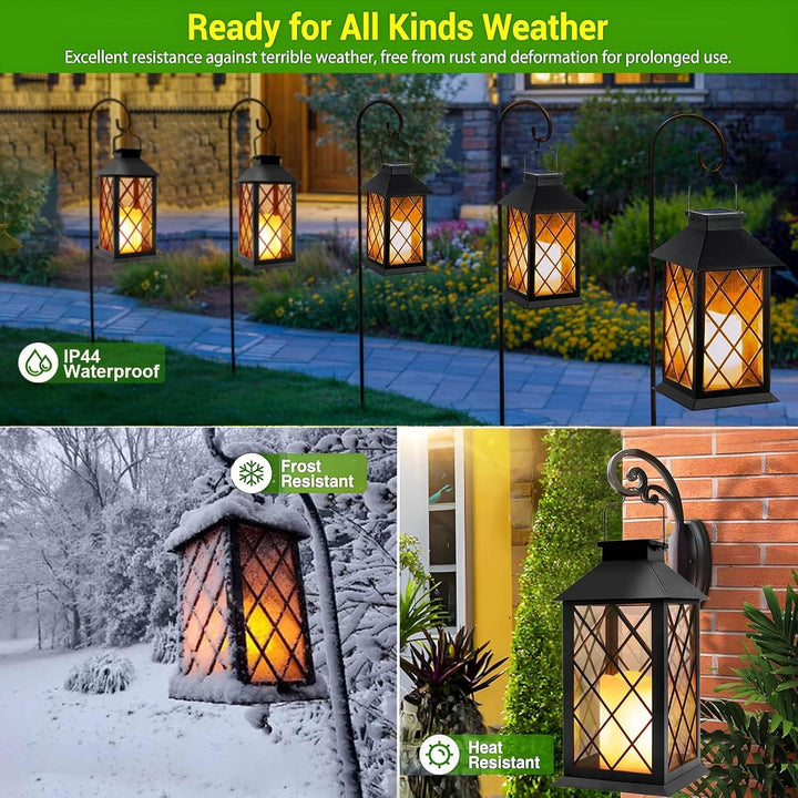 Yowin Solarlaterne für Aussen 35cm Grosse Solarlampen Garten mit Flammeneffekte Kerze, Hängend Solar