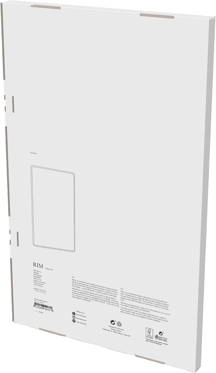 Zone Denmark Rim Wandspiegel, 70 x 44 x 2,5 cm, Weiss, Weiss
