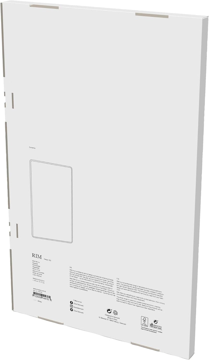 Zone Denmark Rim Wandspiegel, 70 x 44 x 2,5 cm, Weiss, Weiss