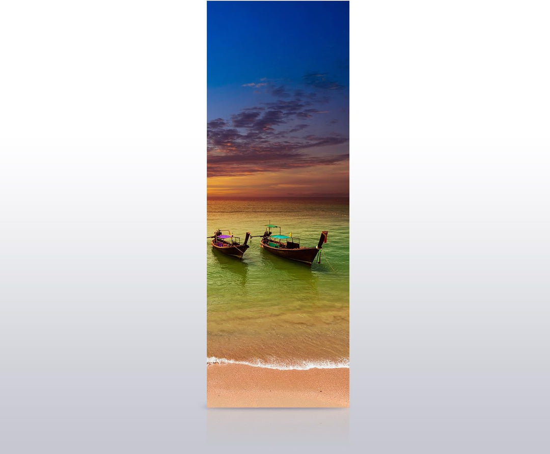 wandmotiv24 Türtapete Boote in einer Seenlandschaft 70 x 200cm (B x H) - Dekorfolie selbstklebend St
