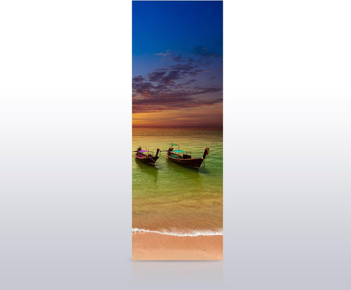 wandmotiv24 Türtapete Boote in einer Seenlandschaft 70 x 200cm (B x H) - Dekorfolie selbstklebend St