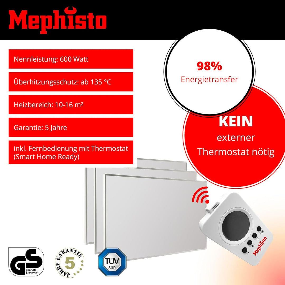 Mephisto Infrarotheizung Wand- Decken-Standheizung energiesparend Elektroheizung inkl. Fernbedienung
