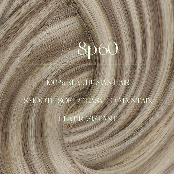 RUNATURE Clip in Echthaar Extensions Aschbraun mit Platinblond Extensions Clip in Glatt Harr Gerade