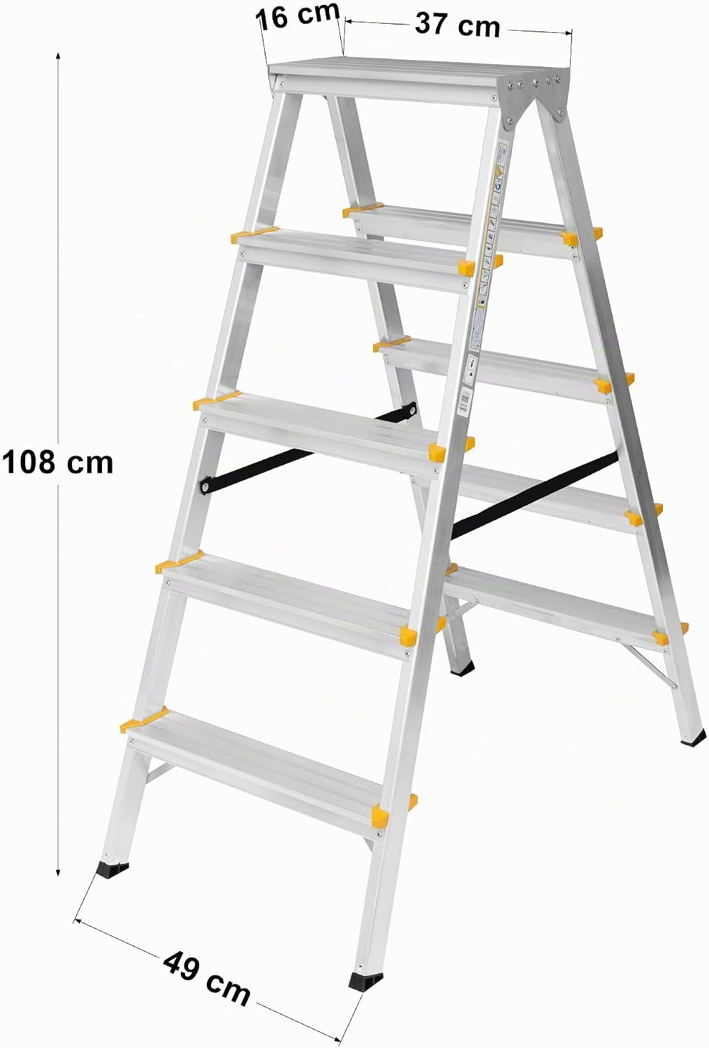 Zweiseitige Aluleiter Klappleiter Haushaltsleiter 2x5 Stehleiter Tragkraft 150kg TÜV | 5 Stufen / 15