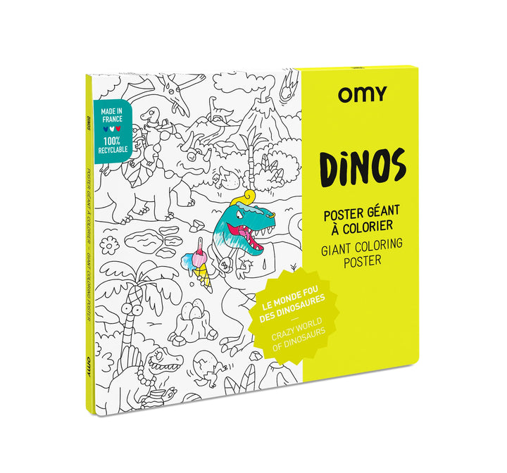 OMY pos31 Dino Poster zum Ausmalen Papier Mehrfarbig 100x70 cm DINOS, DINOS