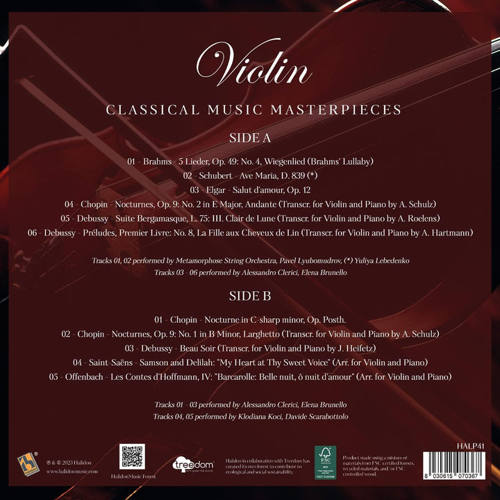 Vinyl Violin – Classical Music Masterpieces – Brahms, Chopin, Debussy, Schubert, Vinyl