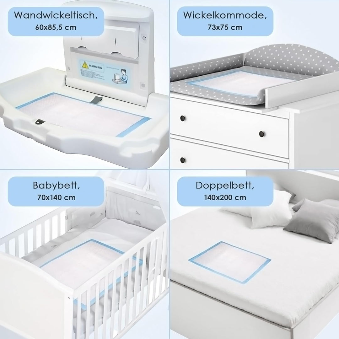 50x Baby Wickelunterlage Einweg 60x40 cm - Ultra-saugfähige Inkontinenzunterlagen, 6-lagige Betteinl