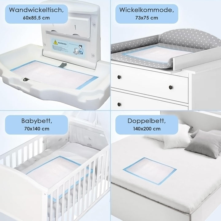 50x Baby Wickelunterlage Einweg 60x40 cm - Ultra-saugfähige Inkontinenzunterlagen, 6-lagige Betteinl