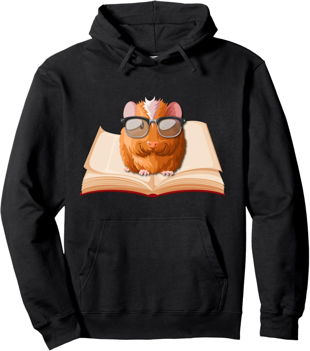 Meerschwein auf einem Buch Tier Guinea Pig Meerschweinchen Pullover Hoodie