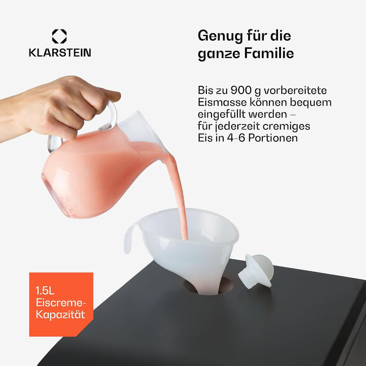 Klarstein Sweet Sundae - Eiscrememaschine, 1,5 Liter, mitselbstkühlendem Kompressor, 200 Watt, Ausga