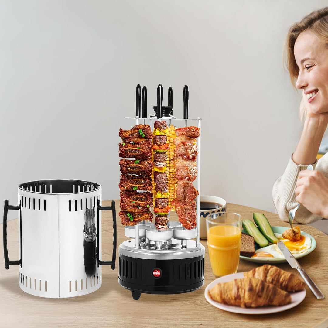 Drehgrill Elektrisch Drehspiess,Vertikaler Edelstahl Elektro-Tischgrill 1000W Effiziente Heizung Ink