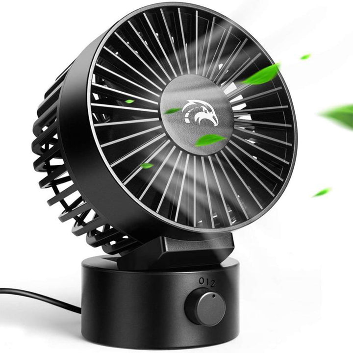 Tischventilator Schwarz - Tischventilator sehr Leise mit 2 Geschwindigkeiten USB Ventilator Wiederau