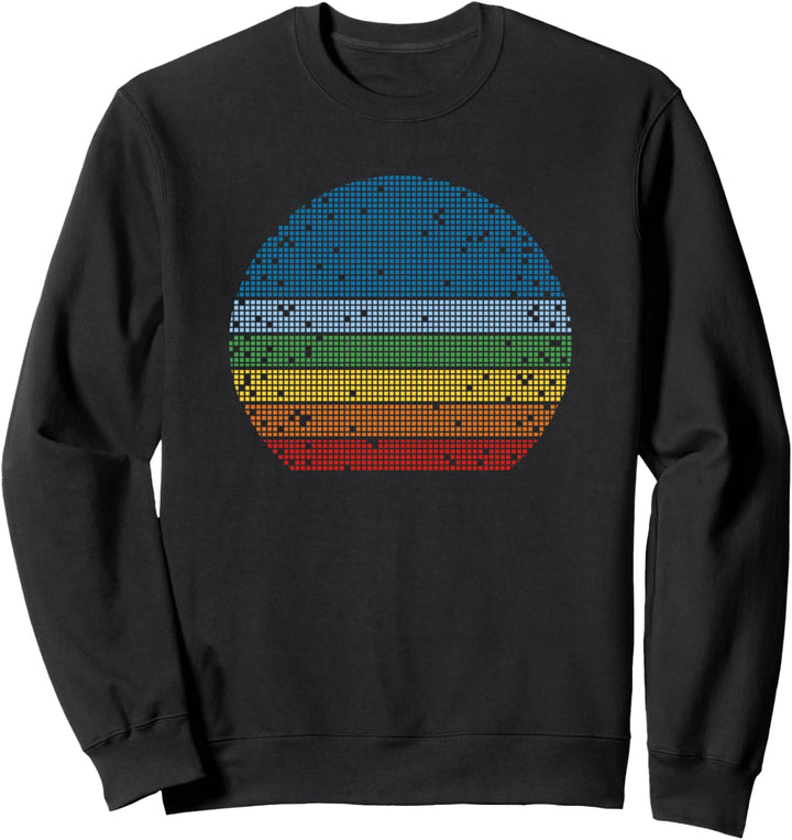 Retro Sonnenuntergang Pixel Pixelierte Farben Kreis Sweatshirt