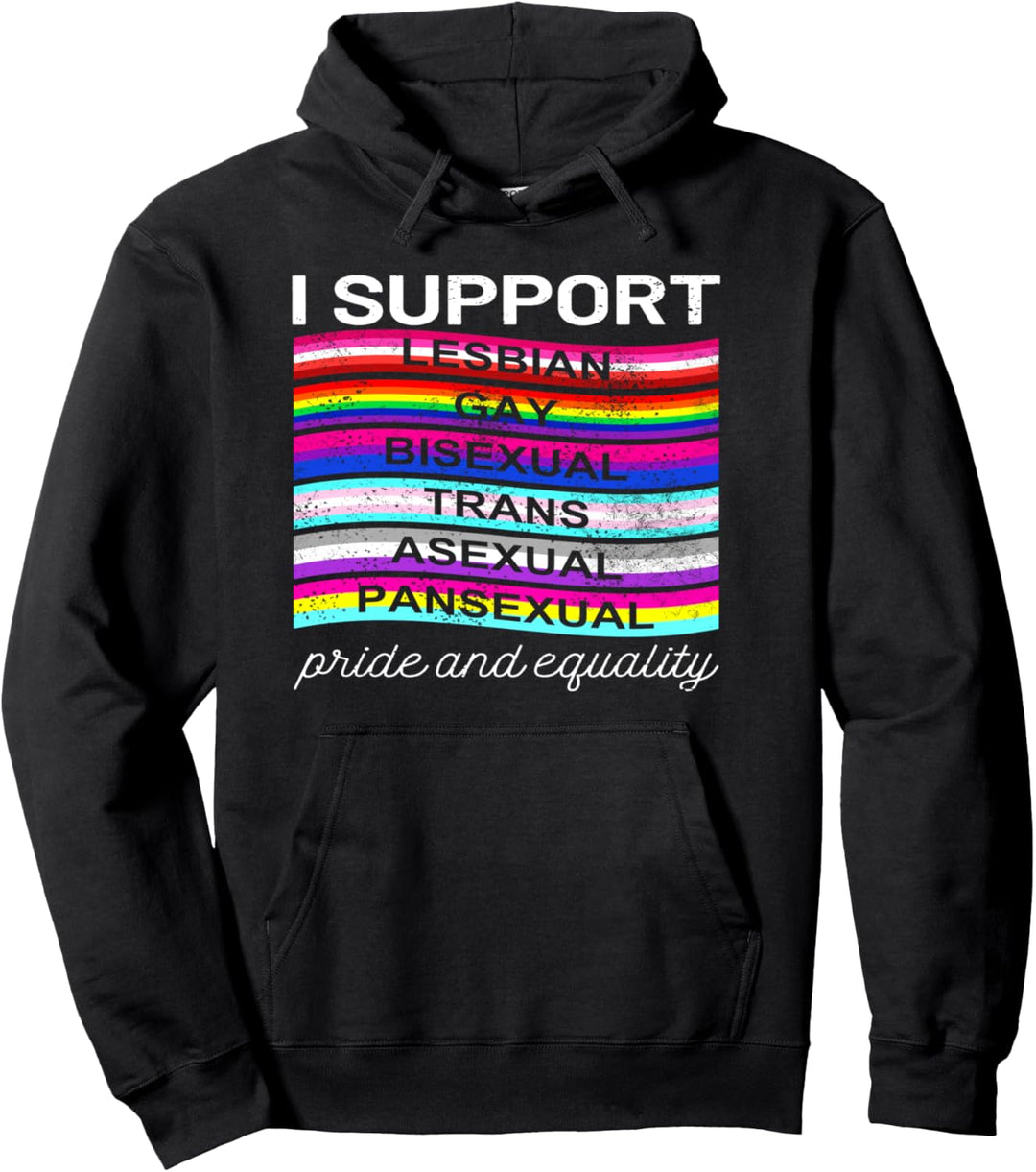 LGBTQ I support pansexual asexual trans bisexual gay lesbian Pullover Hoodie