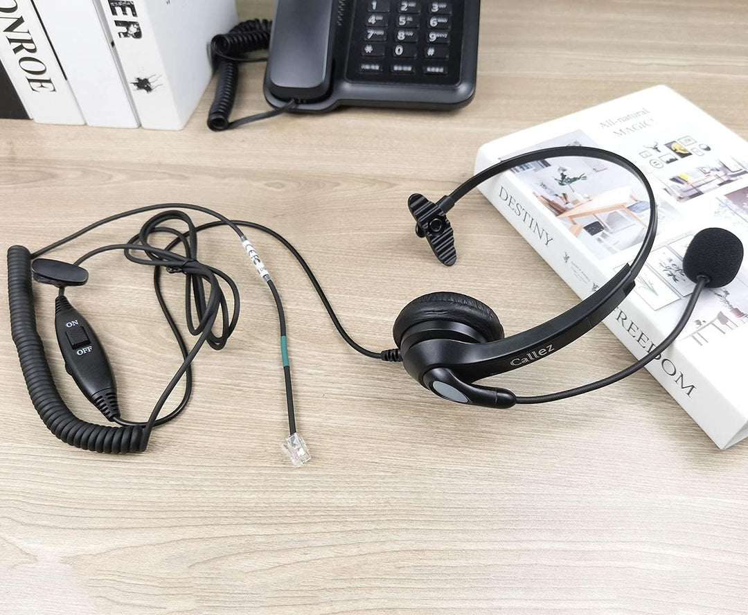 Telefon Headset RJ9 mit Mikrofon Noise Cancelling, Festnetztelefon Kopfhörer für Gigaset DA710 Polyc