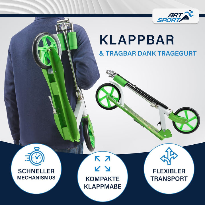 ArtSport Cityroller Scooter mit Big Wheel Räder & Tragegurt - Für Kinder ab 3 Jahren - 4 Designs 88