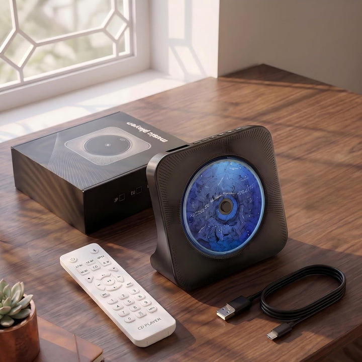 Gueray CD Players Bluetooth CD-Player mit Lautsprecher Unterstützt Fernbedienung Anzeige FM Radio mi