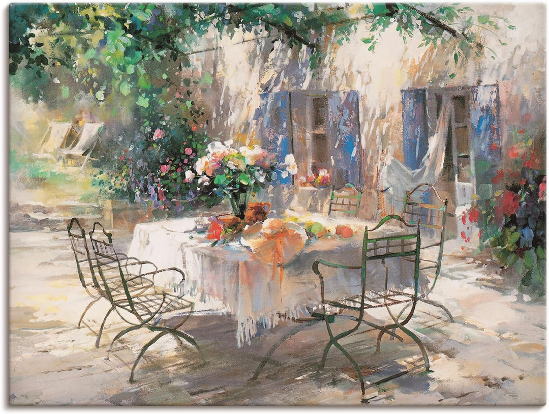 ARTland Leinwandbilder Wandbild Bild auf Leinwand 60 x 45 cm Landschaften Garten Malerei Creme Schat