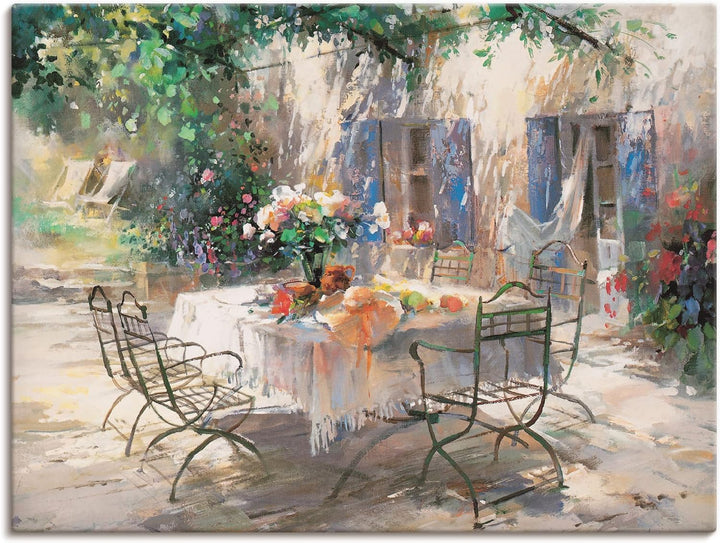ARTland Leinwandbilder Wandbild Bild auf Leinwand 60 x 45 cm Landschaften Garten Malerei Creme Schat