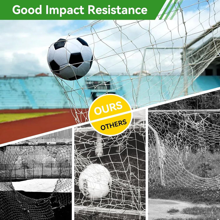 Cyrank Fussballnetz 12x6, Kinder-Fussballnetz für Ersatz-Tornetz und Fussballtorgurte, passend für 6