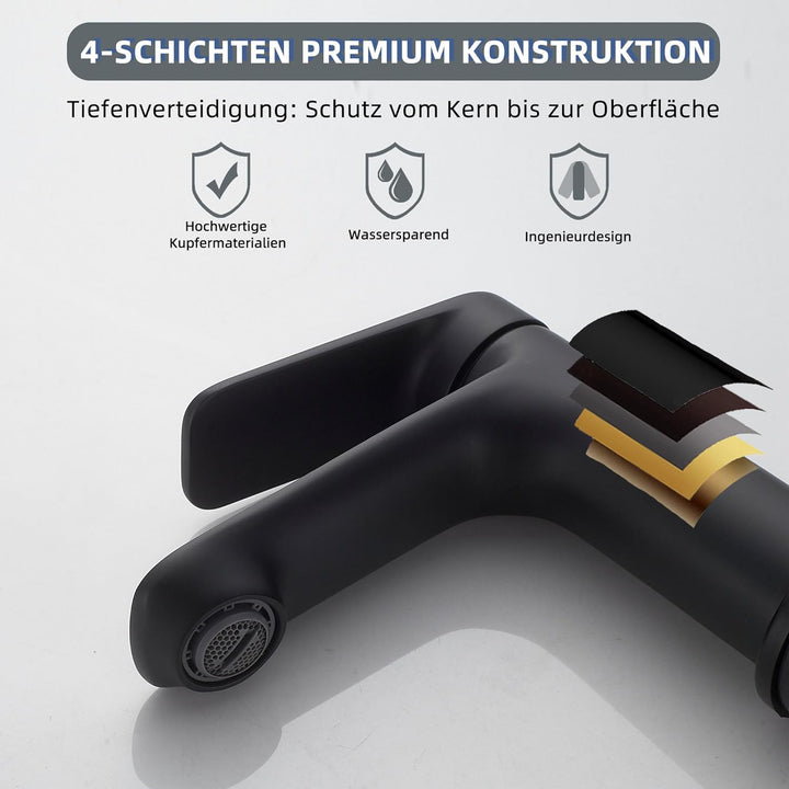 BELZ Badarmatur Waschtischarmatur – Einhebel-Mischbatterie aus Messing, Wasserhahn fürs Badezimmer,