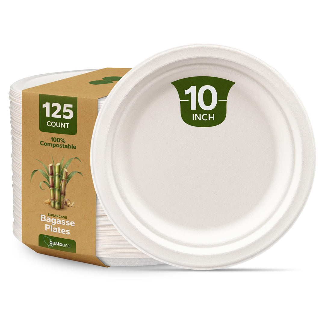 100% kompostierbare, robuste 25, cm Teller [125er-Packung] Umweltfreundliche Einweg-Pappteller aus Z