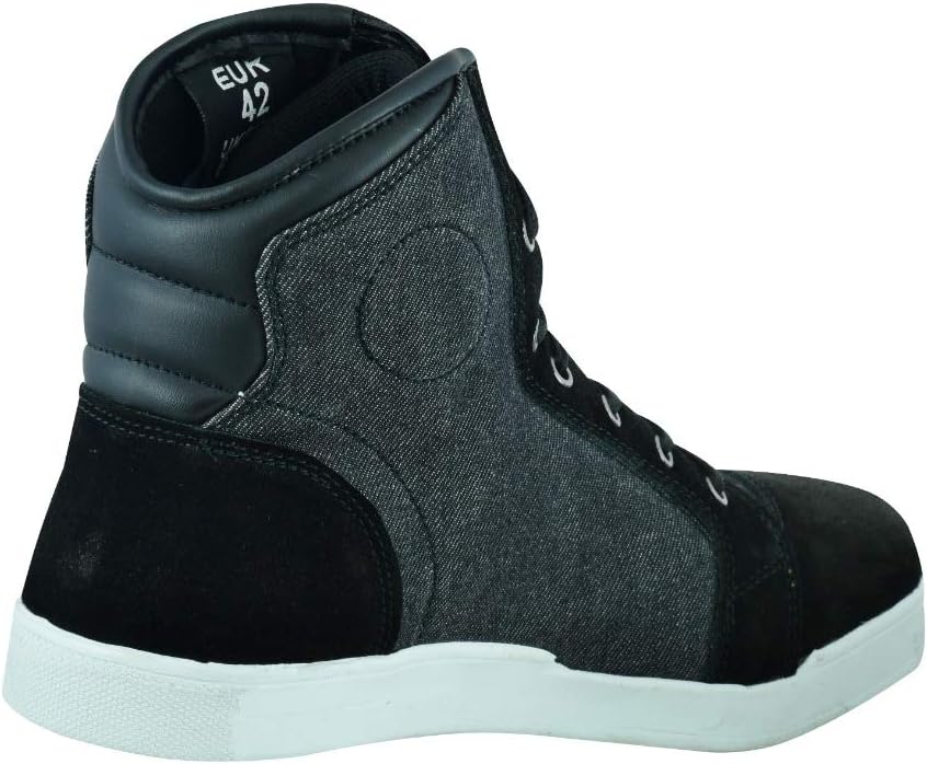 Jet Motorradschuhe Motorradstiefel Herren Beiläufig Protektoren Wasserdicht Denim Leder 43 EU Schwar